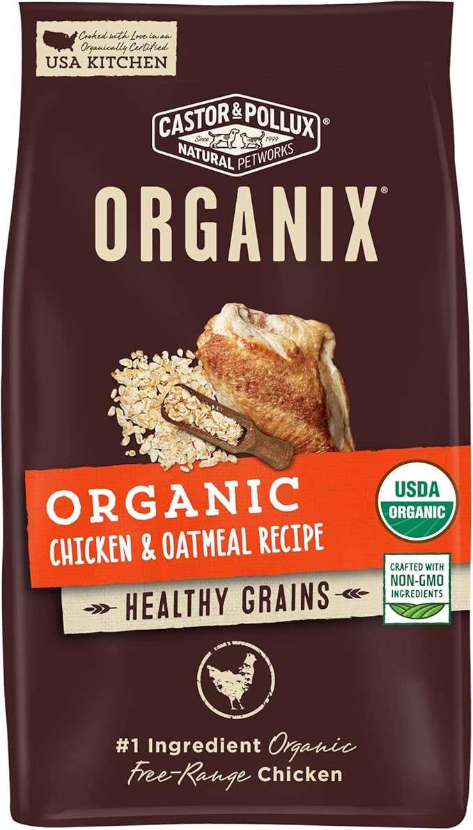 Castor & Pollux ORGANIX Organic Dog Food, Chicken and Oatmeal Recipe Dry Dog Food - 10 lb. Bag